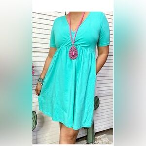 3x baby doll dress, light teal color